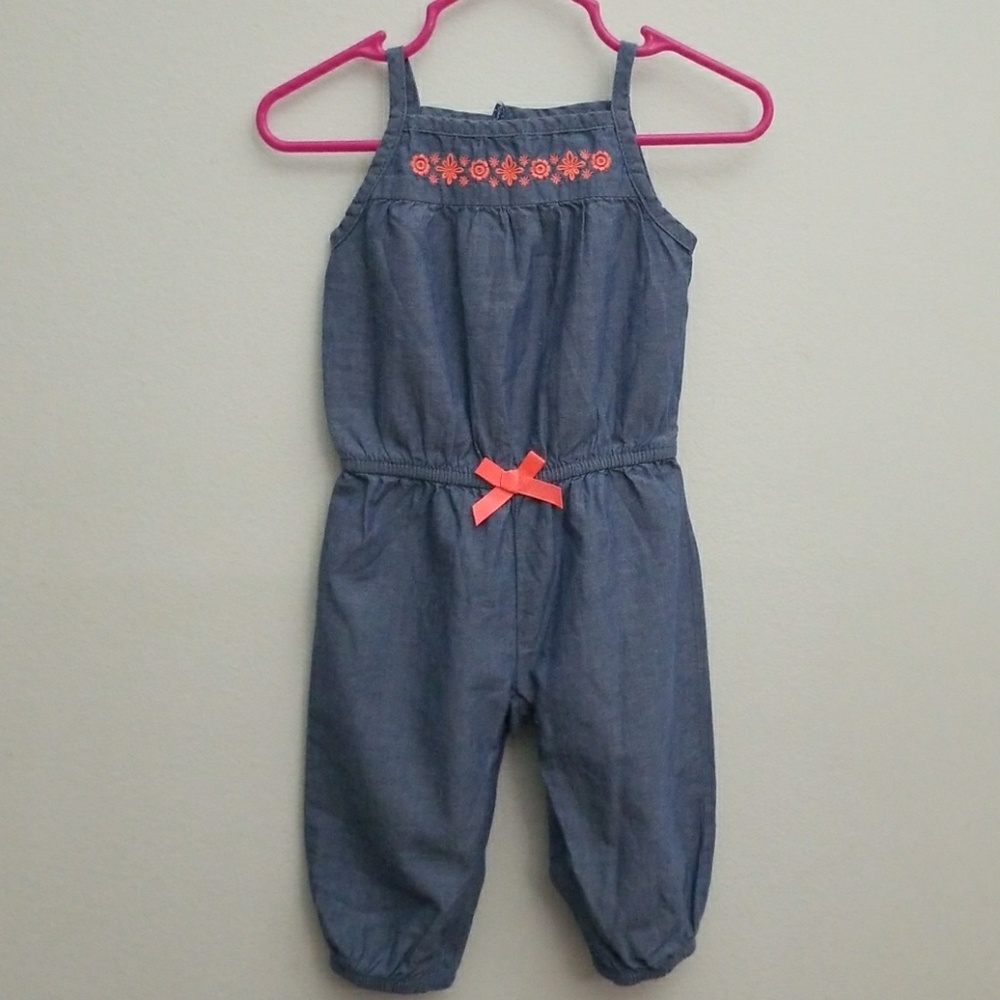 Just One You by Carter's, denim romper, 6mos